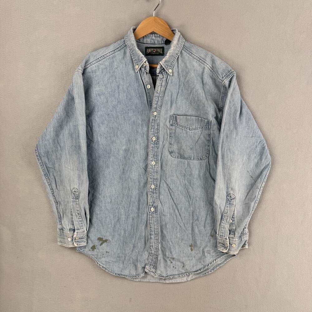 Vintage American Eagle Outfitters Shirt Mens Large Blue Denim Button Down USA